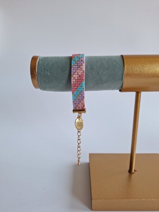 Geweven kralen armband 'Pastel stripes'