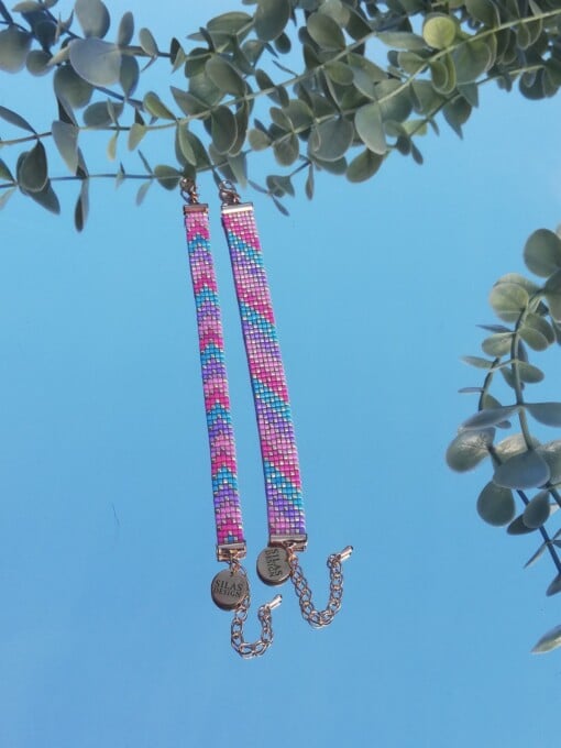 Geweven kralen armband 'Pastel stripes'
