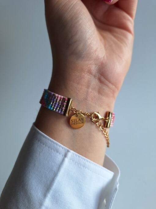 Geweven kralen armband 'Pastel stripes'