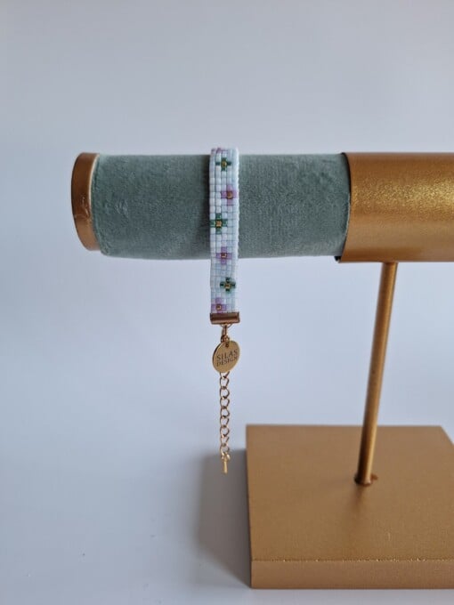 Geweven kralen armband 'Purple & lilac flowers'