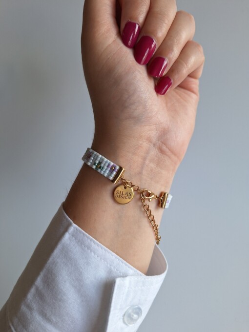 Geweven kralen armband 'Purple & lilac flowers'