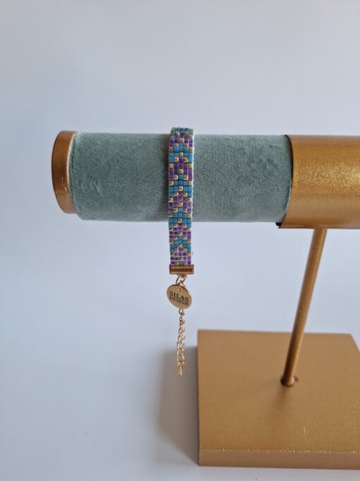 Geweven kralen armband 'Purple chevron'