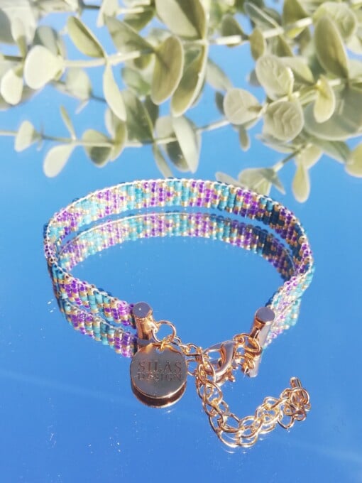 Geweven kralen armband 'Purple chevron'