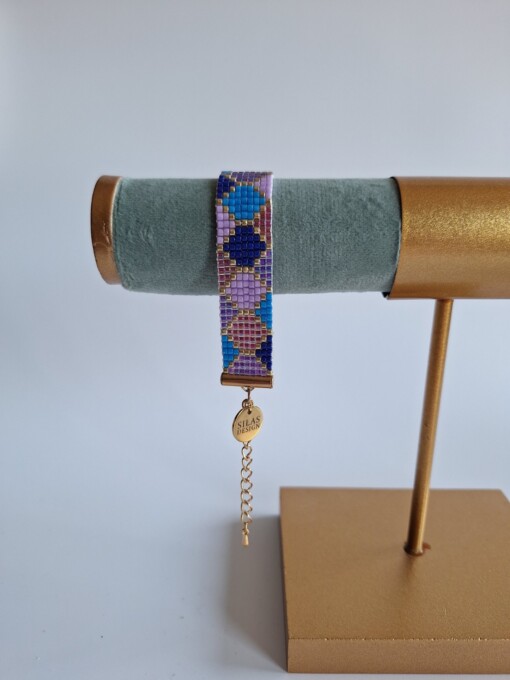 Geweven kralen armband 'Purple hexagon'
