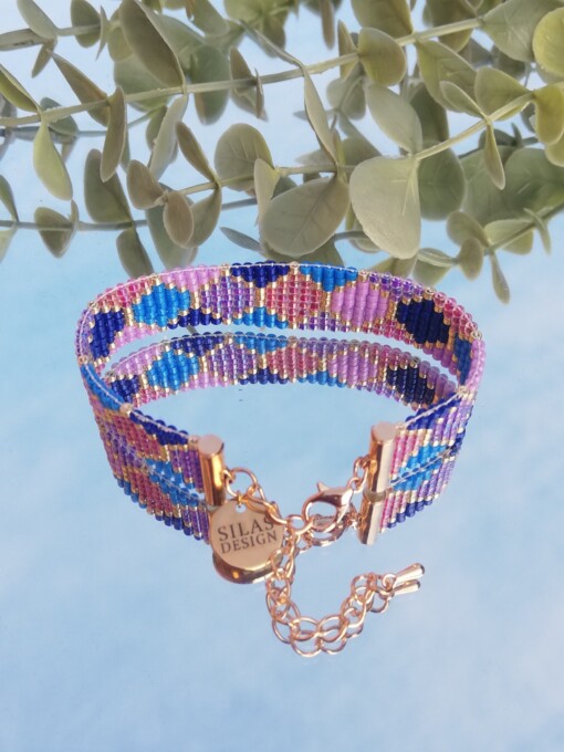 Geweven kralen armband 'Purple hexagon'