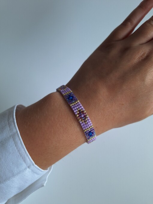 Geweven kralen armband 'Purple stained glass'