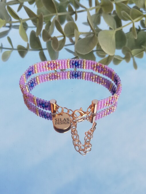 Geweven kralen armband 'Purple stained glass'
