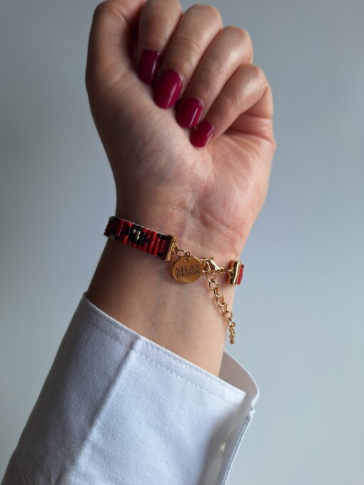 Geweven kralen armband 'Red leopard'