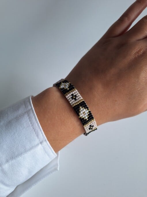 Geweven kralen armband 'Pink stained glass'