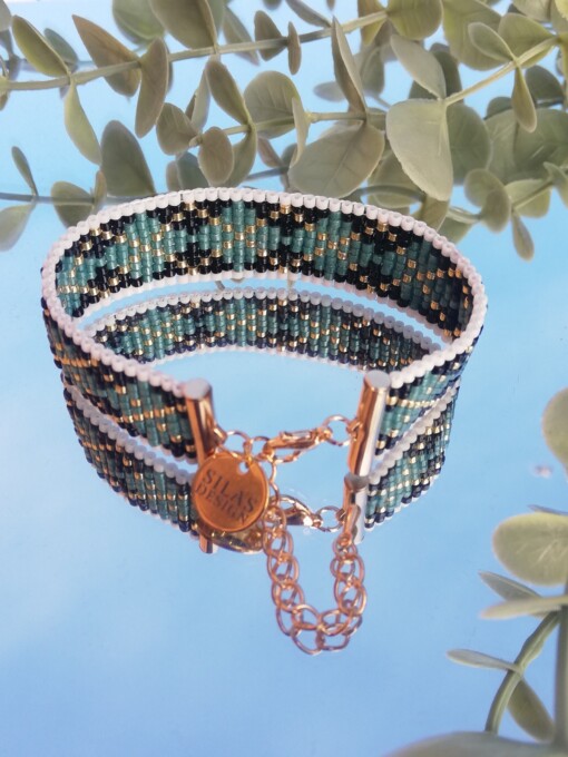 Geweven kralen armband 'Turquoise argyle'