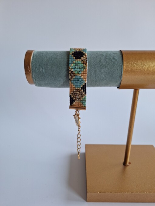 Geweven kralen armband 'Turquoise hexagon'