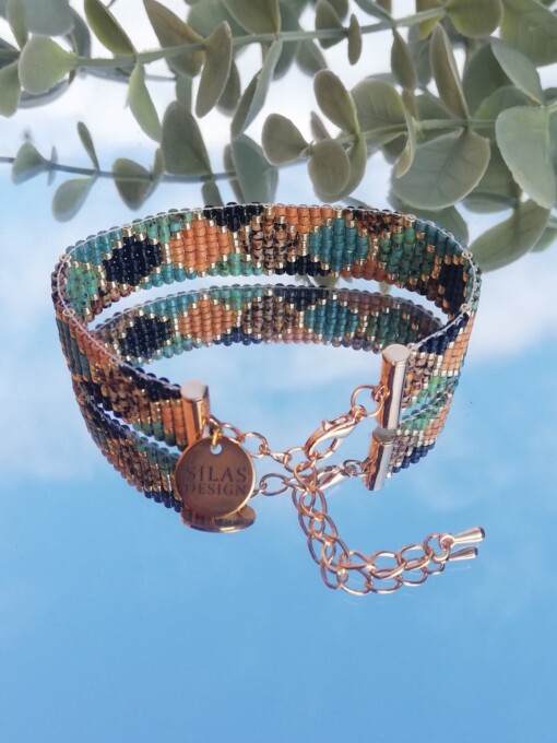 Geweven kralen armband 'Turquoise hexagon'