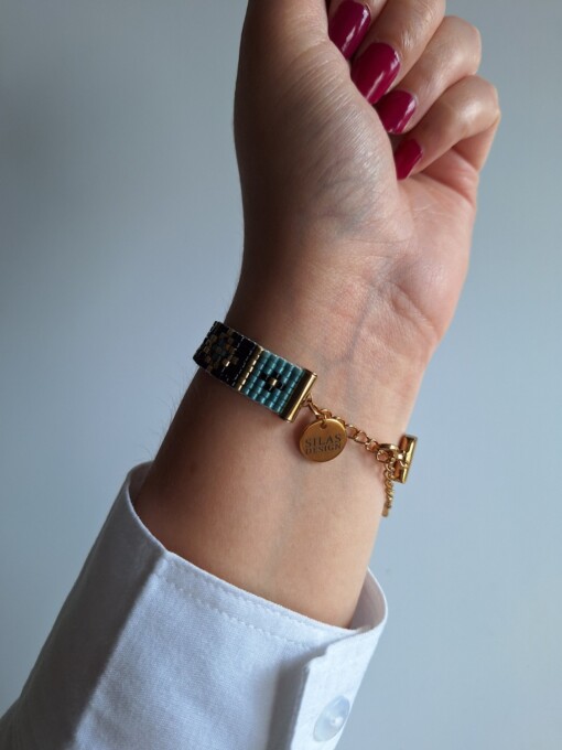 Geweven kralen armband 'Turquoise stained glass'