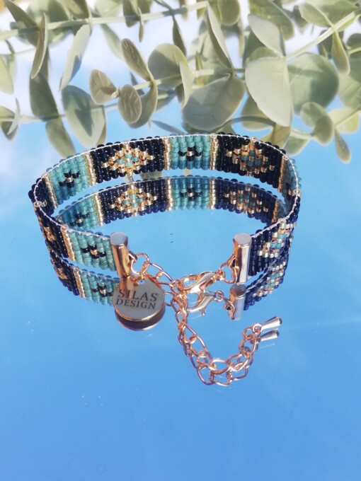 Geweven kralen armband 'Turquoise stained glass'