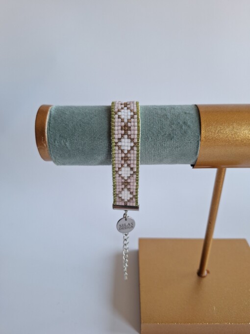 Geweven kralen armband 'White diamond'