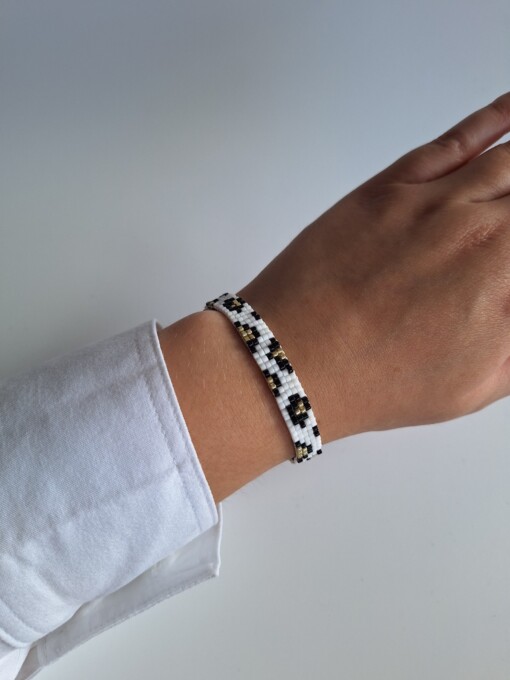 Geweven kralen armband 'White leopard'
