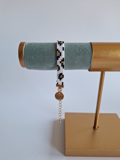 Geweven kralen armband 'White leopard'