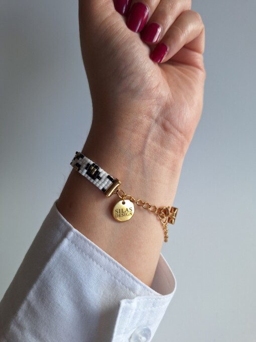 Geweven kralen armband 'White leopard'