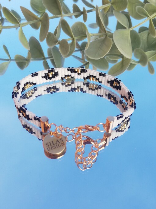 Geweven kralen armband 'White leopard'