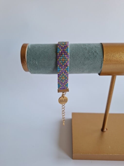 Geweven kralen armband 'Xoxo blue & purple'