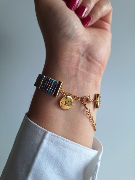Geweven kralen armband 'Xoxo blue & purple'