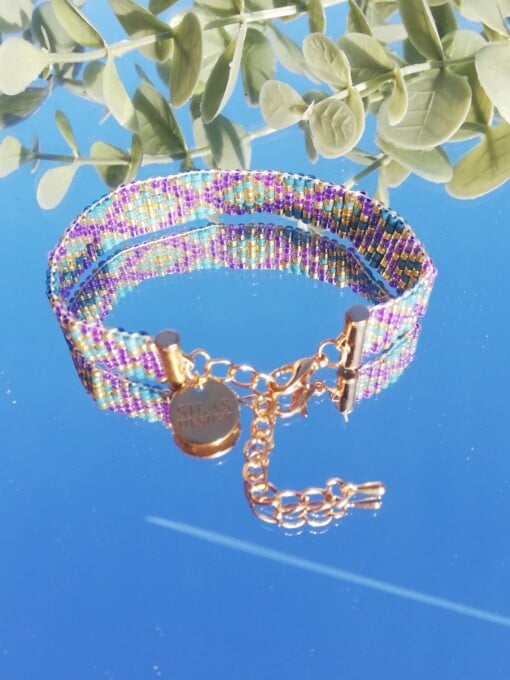 Geweven kralen armband 'Xoxo blue & purple'
