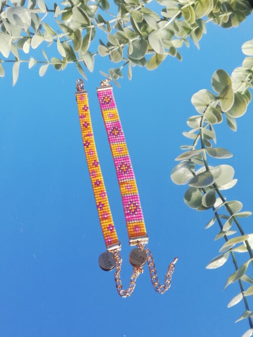 Geweven kralen armband 'Yellow stained glass'