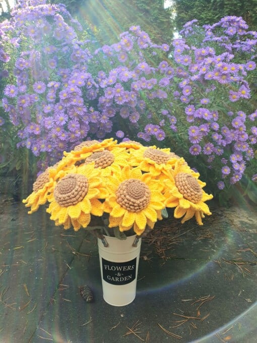 Gehaakte groet zonnebloemen