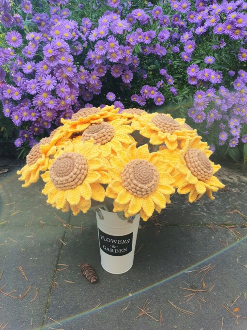 Gehaakte groet zonnebloemen