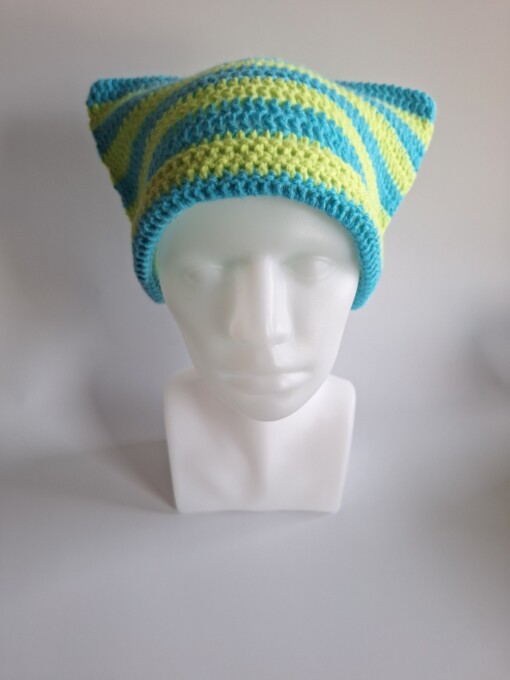 Gehaakte muts 'Lime & turquoise'