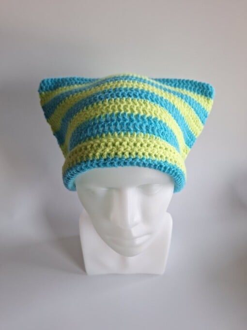 Gehaakte muts 'Lime & turquoise'