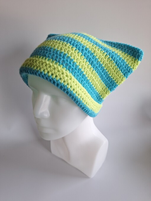 Gehaakte muts 'Lime & turquoise'