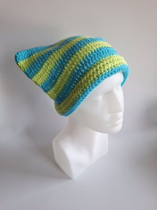 Gehaakte muts 'Lime & turquoise'