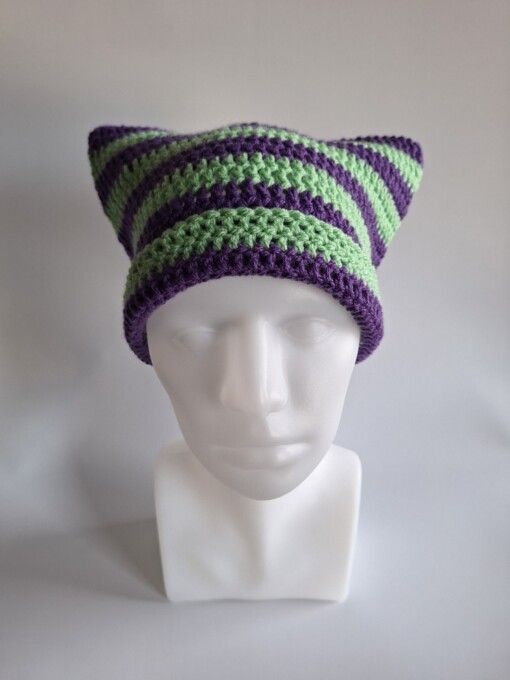 Gehaakte muts 'Purple & peppermint'