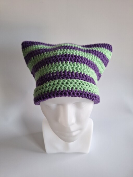 Gehaakte muts 'Purple & peppermint'