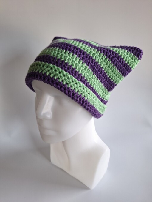 Gehaakte muts 'Purple & peppermint'