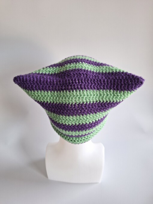 Gehaakte muts 'Purple & peppermint'