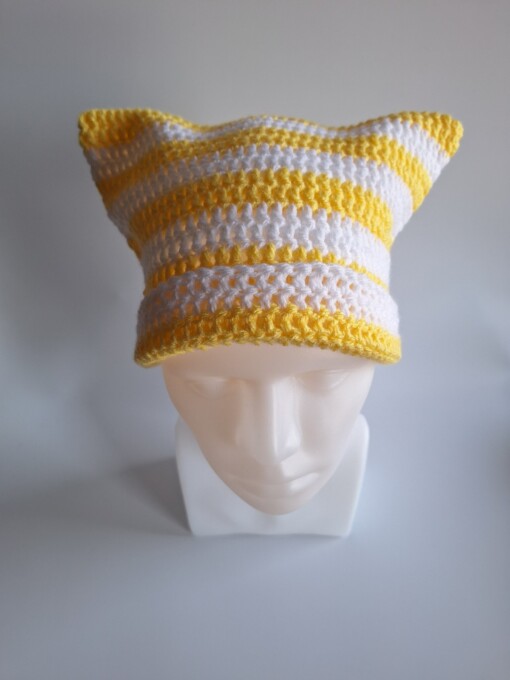 Gehaakte muts 'Yellow & white'