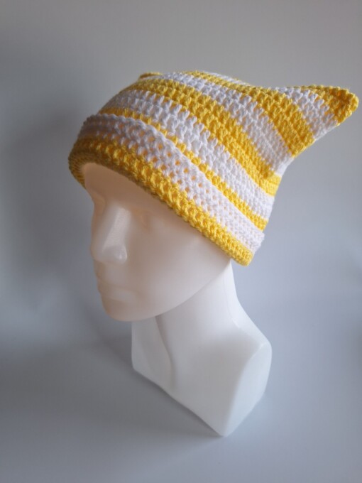 Gehaakte muts 'Yellow & white'