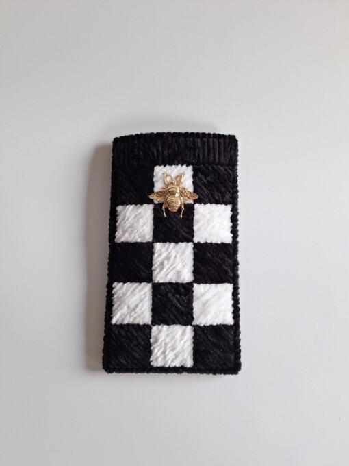 Geweven brillenkoker 'Black & white check'