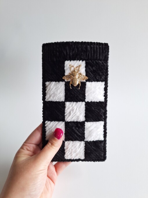 Geweven brillenkoker 'Black & white check'
