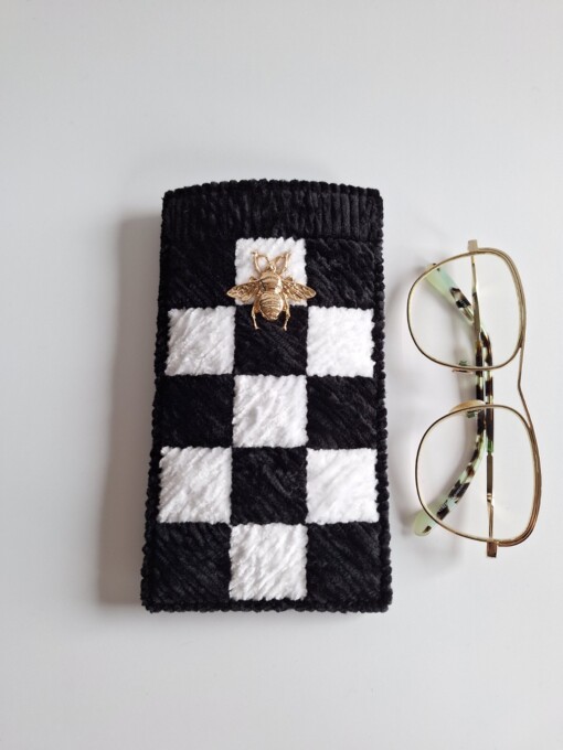 Geweven brillenkoker 'Black & white check'