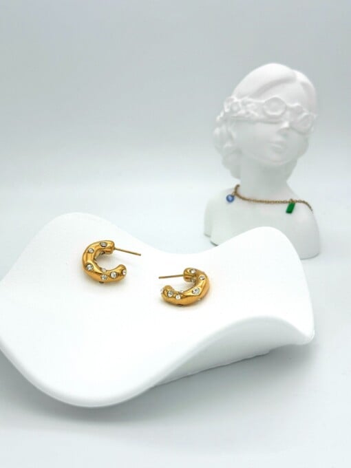 Oormanchetten met diamanten stippen | dik 18k verguld