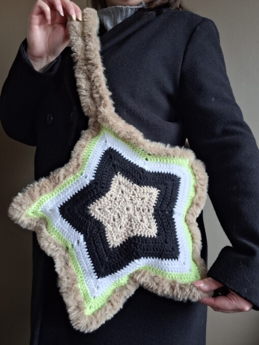 Gehaakte tas 'Lime star'