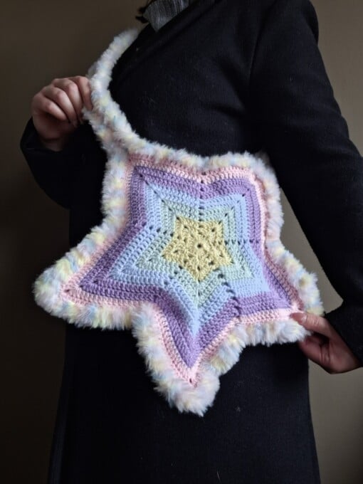 Gehaakte tas 'Pastel star'