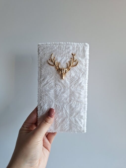Geweven brillenkoker 'White & gold'