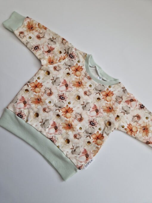 Trui- sweatshirt- bloemen-beige