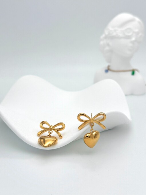 Origineel ontwerp | Hart boog bungelen oorbellen | dik 18k verguld