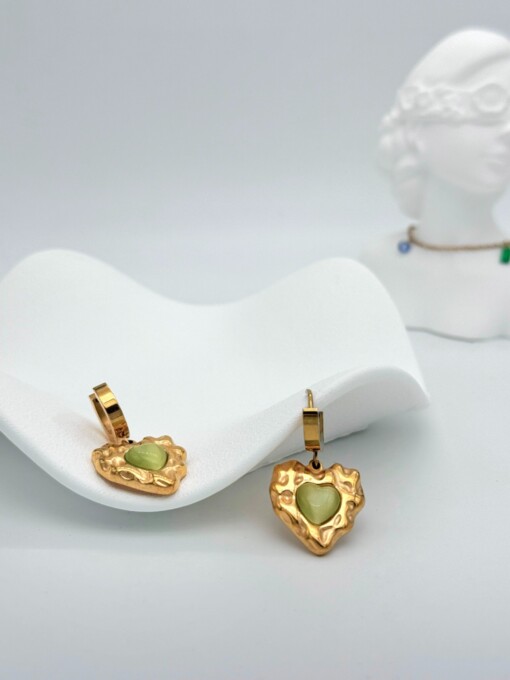 Origineel ontwerp | "Cat Eyes" hartvormige hoepels | dik 18k verguld
