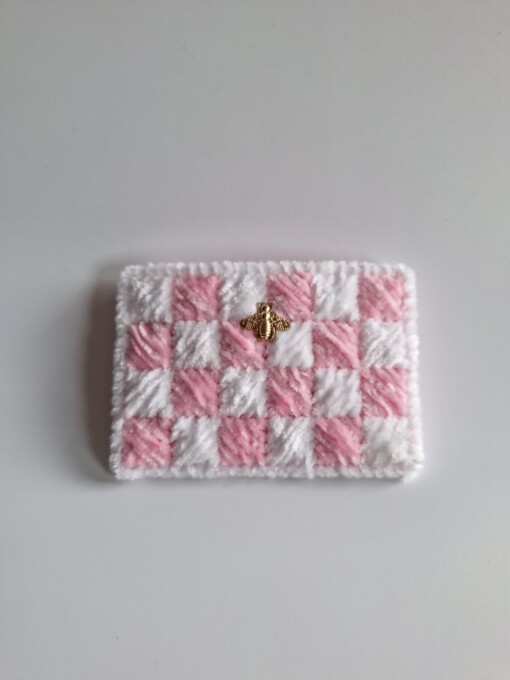 geweven pasjeshouder 'White & babypink'